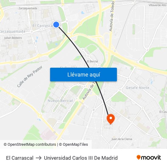 El Carrascal to Universidad Carlos III De Madrid map
