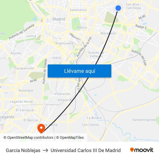 García Noblejas to Universidad Carlos III De Madrid map