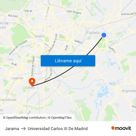 Jarama to Universidad Carlos III De Madrid map