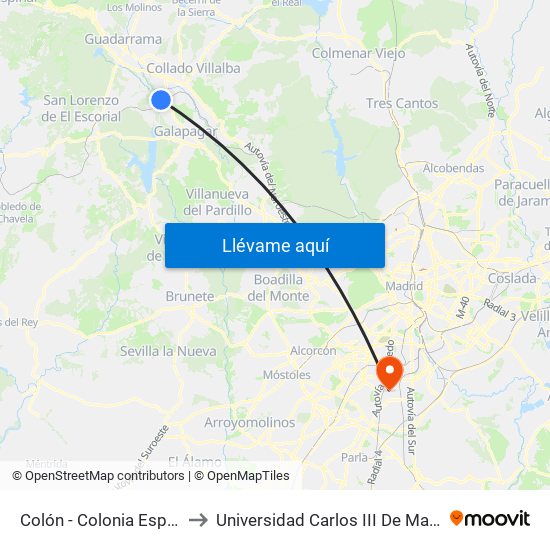 Colón - Colonia España to Universidad Carlos III De Madrid map