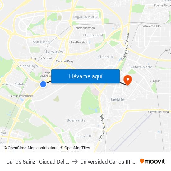 Carlos Sainz - Ciudad Del Automóvil to Universidad Carlos III De Madrid map
