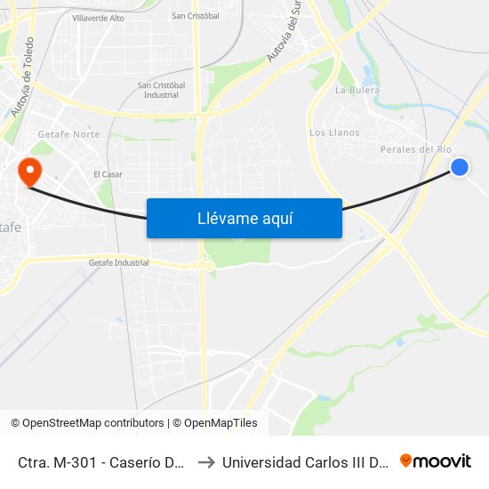 Ctra. M-301 - Caserío De Perales to Universidad Carlos III De Madrid map