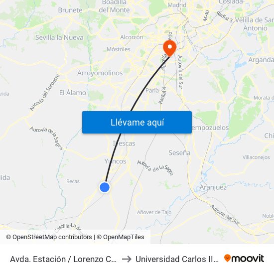 Avda. Estación / Lorenzo Carrillo, Yuncler to Universidad Carlos III De Madrid map