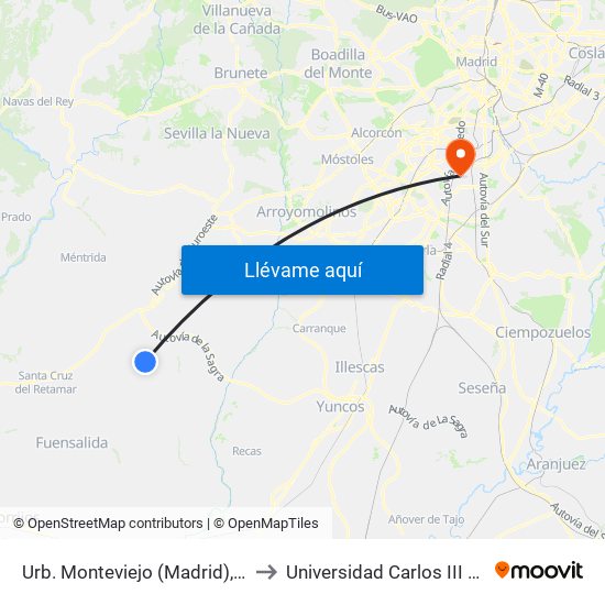 Urb. Monteviejo (Madrid), Camarena to Universidad Carlos III De Madrid map