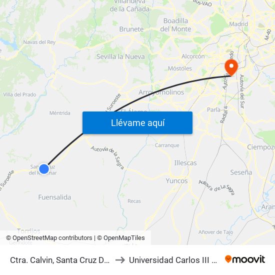 Ctra. Calvin, Santa Cruz Del Retamar to Universidad Carlos III De Madrid map