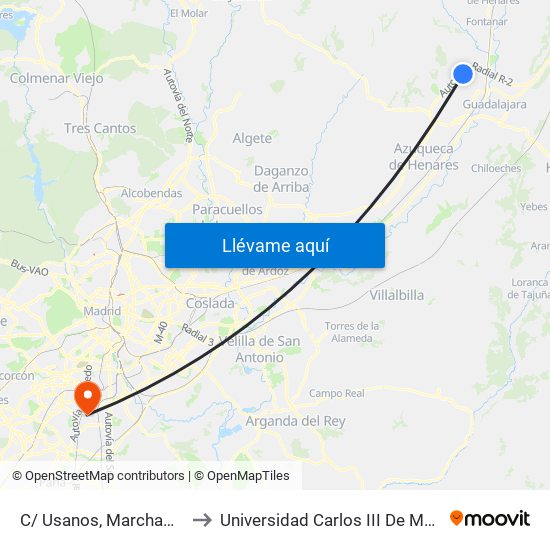 C/ Usanos, Marchamalo to Universidad Carlos III De Madrid map