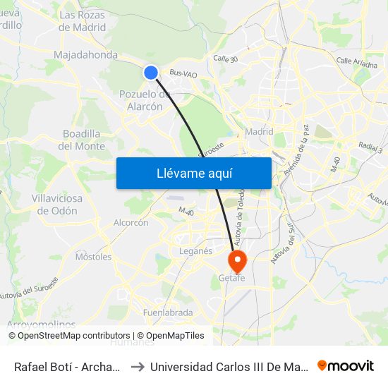 Rafael Botí - Archanda to Universidad Carlos III De Madrid map