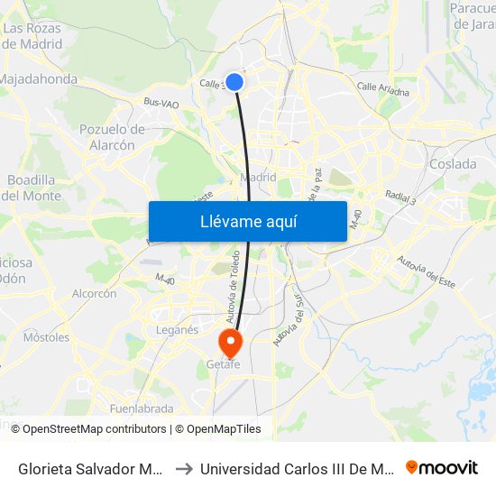 Glorieta Salvador Maella to Universidad Carlos III De Madrid map