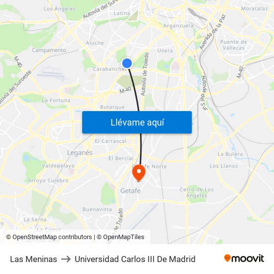 Las Meninas to Universidad Carlos III De Madrid map