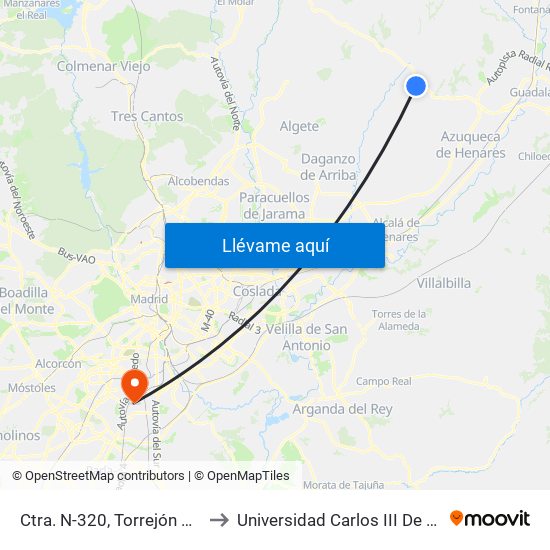 Ctra. N-320, Torrejón Del Rey to Universidad Carlos III De Madrid map