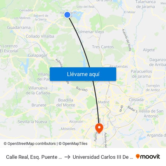 Calle Real, Esq. Puente Del Río to Universidad Carlos III De Madrid map