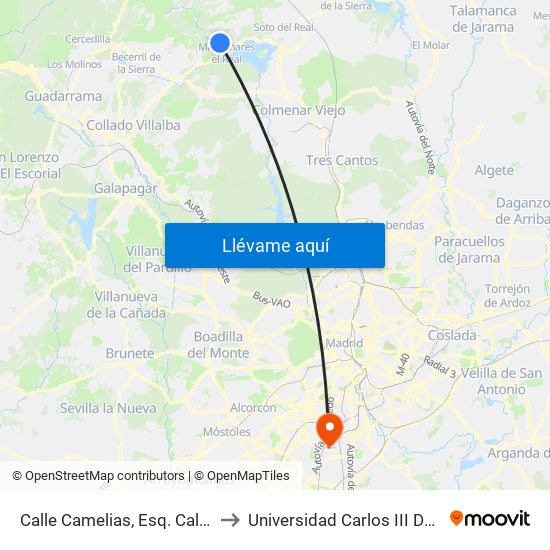 Calle Camelias, Esq. Calle Clavel to Universidad Carlos III De Madrid map