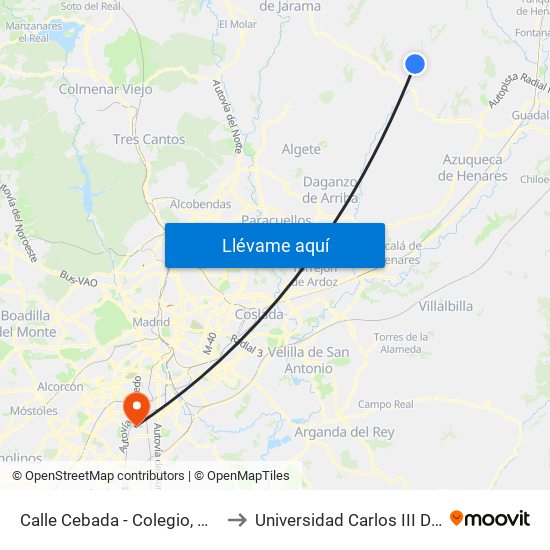 Calle Cebada - Colegio, Galápagos to Universidad Carlos III De Madrid map