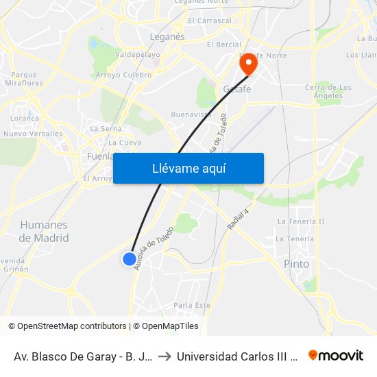 Av. Blasco De Garay - B. John Deere to Universidad Carlos III De Madrid map