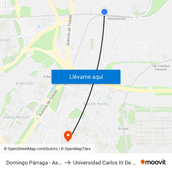 Domingo Párraga - Astillero to Universidad Carlos III De Madrid map