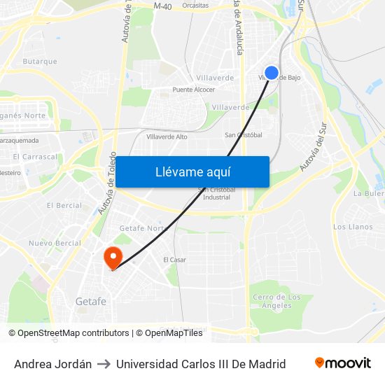 Andrea Jordán to Universidad Carlos III De Madrid map