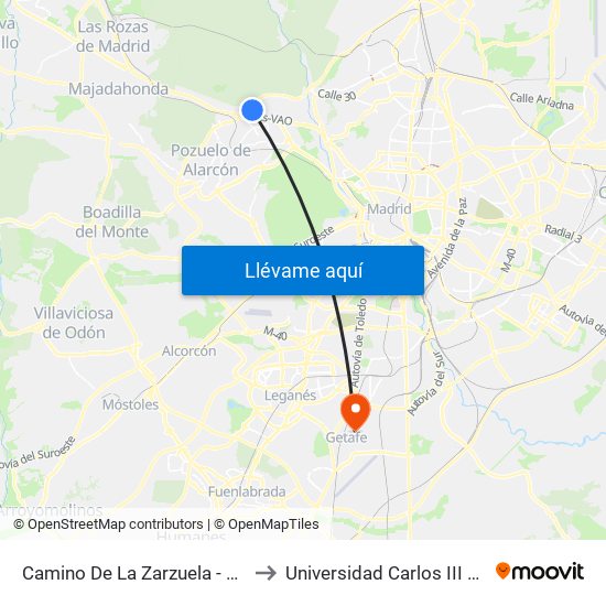 Camino De La Zarzuela - Valdemarín to Universidad Carlos III De Madrid map
