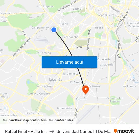 Rafael Finat - Valle Inclán to Universidad Carlos III De Madrid map