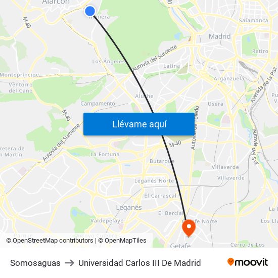 Somosaguas to Universidad Carlos III De Madrid map