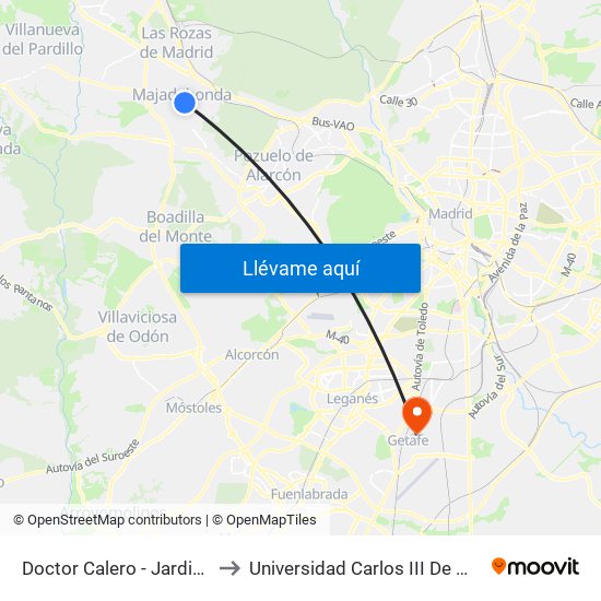 Doctor Calero - Jardinillos to Universidad Carlos III De Madrid map