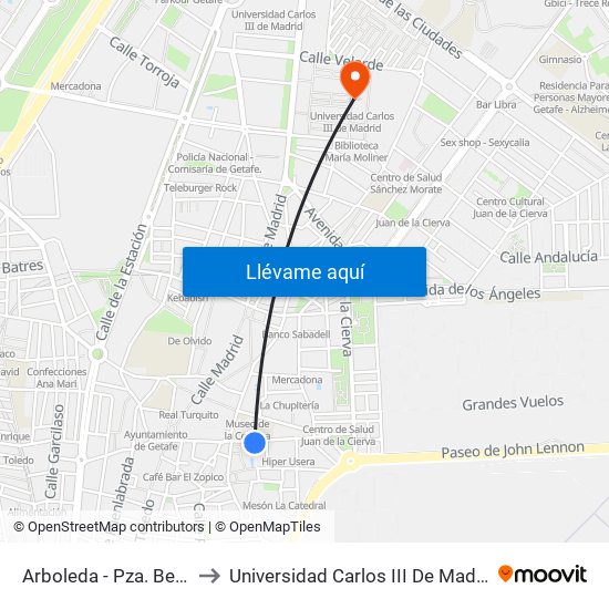 Arboleda - Pza. Beso to Universidad Carlos III De Madrid map
