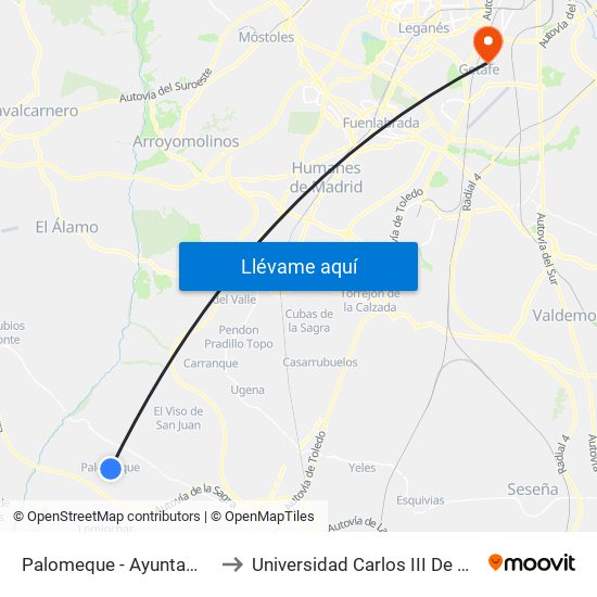 Palomeque - Ayuntamiento to Universidad Carlos III De Madrid map