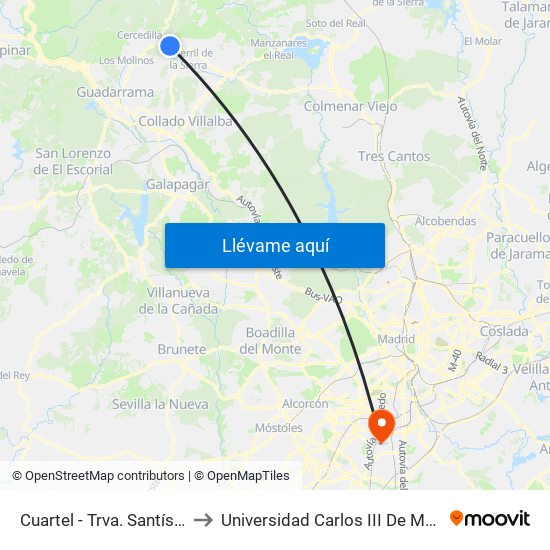 Cuartel - Trva. Santísimo to Universidad Carlos III De Madrid map