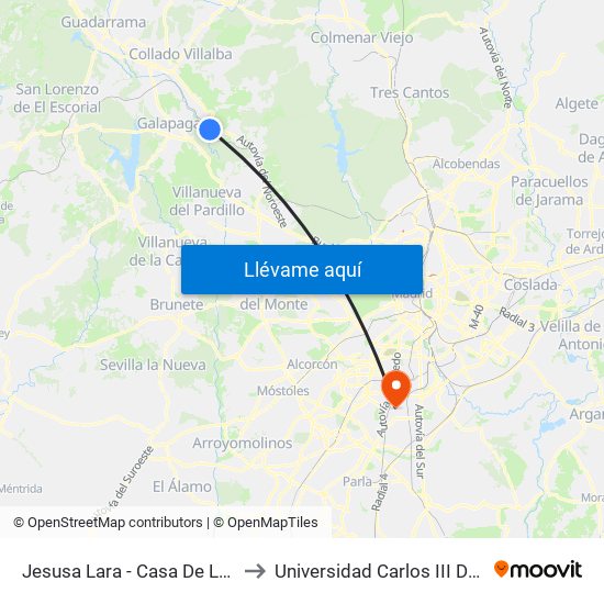 Jesusa Lara - Casa De La Cultura to Universidad Carlos III De Madrid map