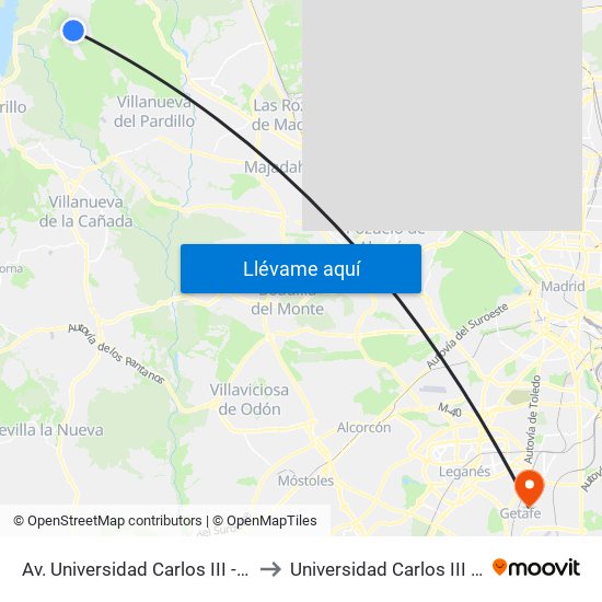 Av. Universidad Carlos III - Universidad to Universidad Carlos III De Madrid map