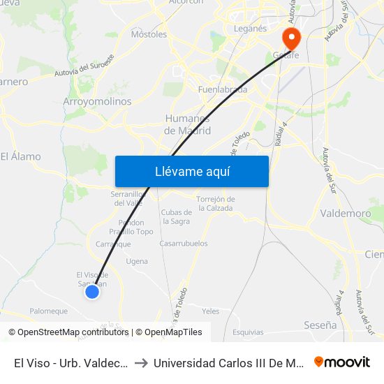El Viso - Urb. Valdeclara to Universidad Carlos III De Madrid map