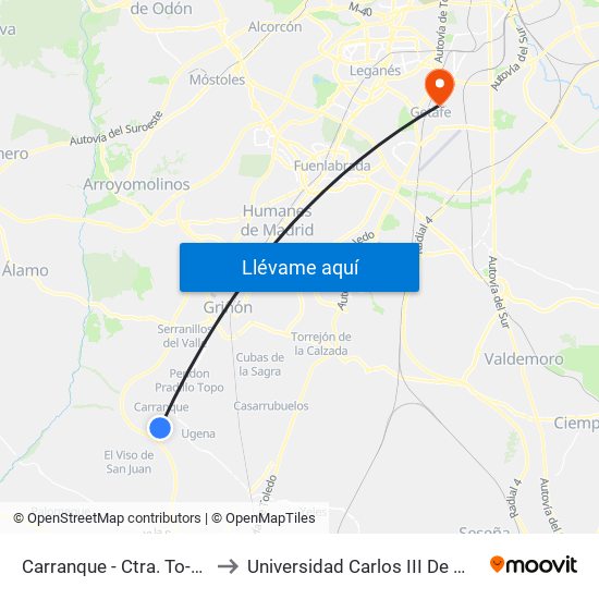 Carranque - Ctra. To-2034 to Universidad Carlos III De Madrid map
