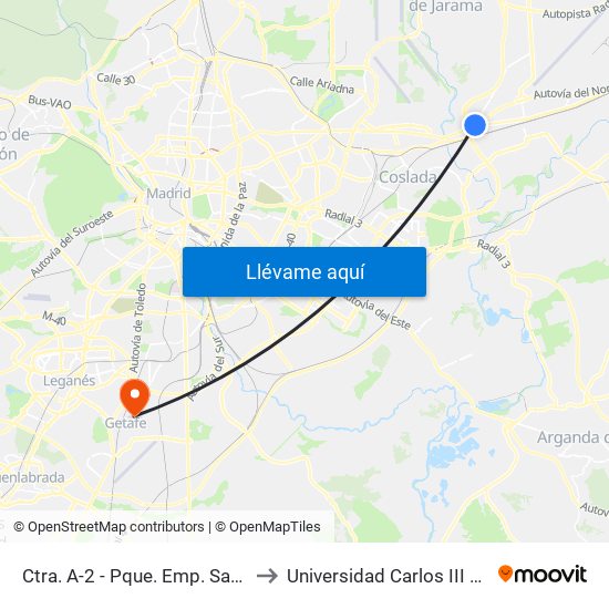 Ctra. A-2 - Pque. Emp. San Fernando to Universidad Carlos III De Madrid map