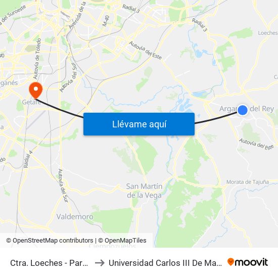 Ctra. Loeches - Parque to Universidad Carlos III De Madrid map