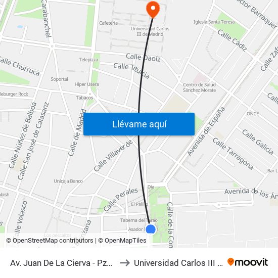 Av. Juan De La Cierva - Pza. De España to Universidad Carlos III De Madrid map