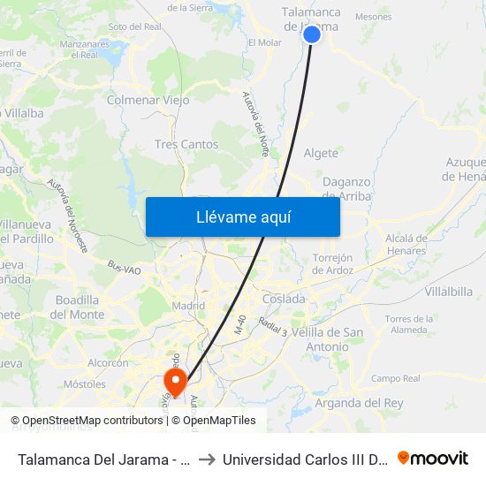 Talamanca Del Jarama - Escuelas to Universidad Carlos III De Madrid map