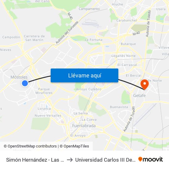 Simón Hernández - Las Palmas to Universidad Carlos III De Madrid map