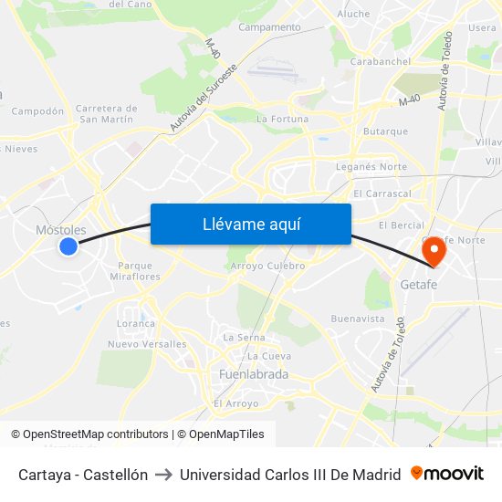 Cartaya - Castellón to Universidad Carlos III De Madrid map