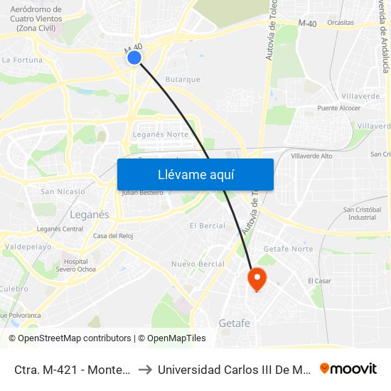 Ctra. M-421 - Montejano to Universidad Carlos III De Madrid map