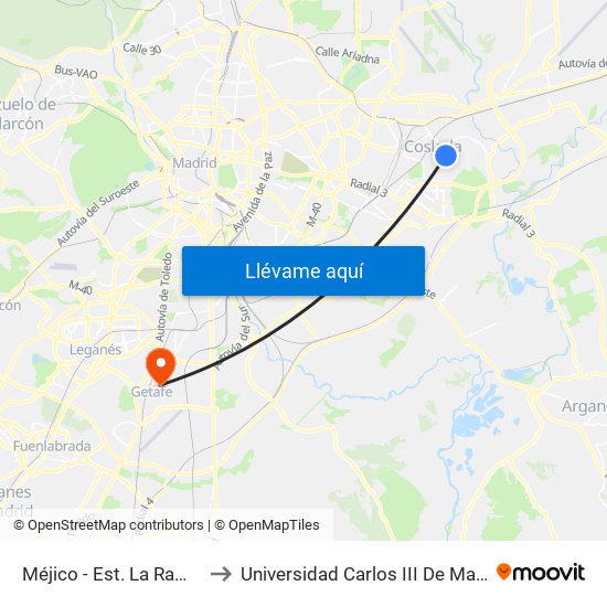 Méjico - Est. La Rambla to Universidad Carlos III De Madrid map