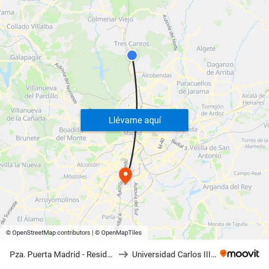 Pza. Puerta Madrid - Residencial Aislada to Universidad Carlos III De Madrid map