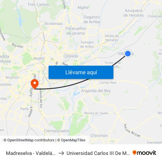 Madreselva - Valdeláguila to Universidad Carlos III De Madrid map