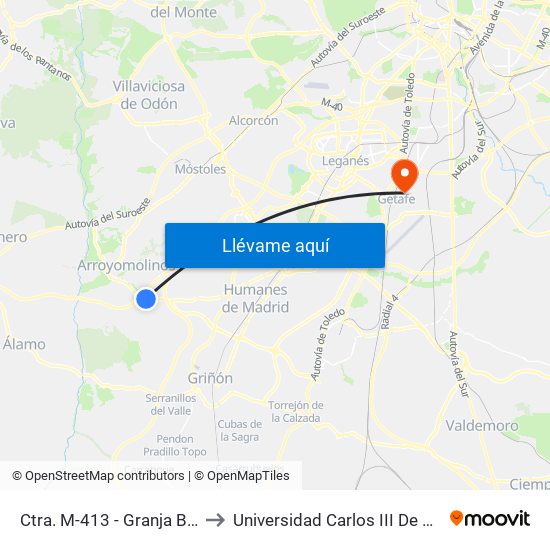 Ctra. M-413 - Granja Bovina to Universidad Carlos III De Madrid map