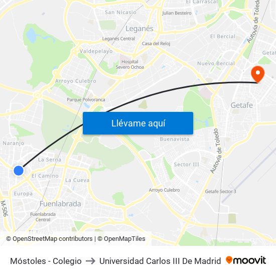 Móstoles - Colegio to Universidad Carlos III De Madrid map