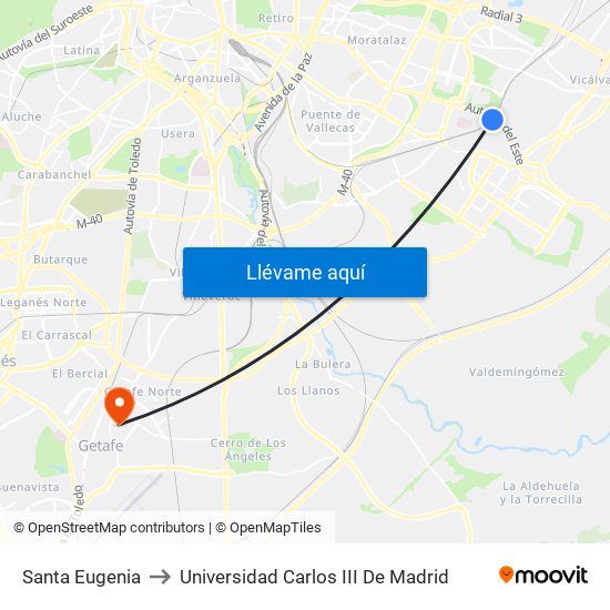 Santa Eugenia to Universidad Carlos III De Madrid map