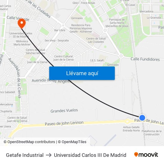 Getafe Industrial to Universidad Carlos III De Madrid map