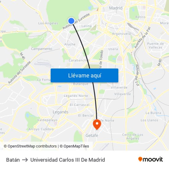 Batán to Universidad Carlos III De Madrid map