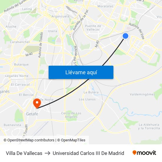 Villa De Vallecas to Universidad Carlos III De Madrid map