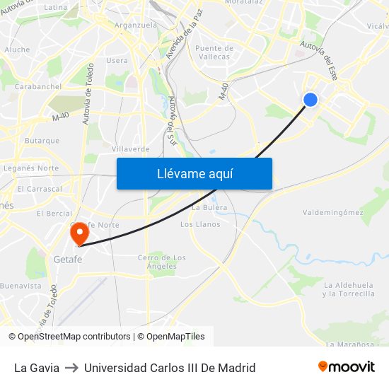 La Gavia to Universidad Carlos III De Madrid map