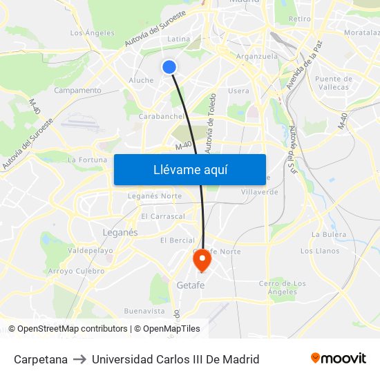 Carpetana to Universidad Carlos III De Madrid map