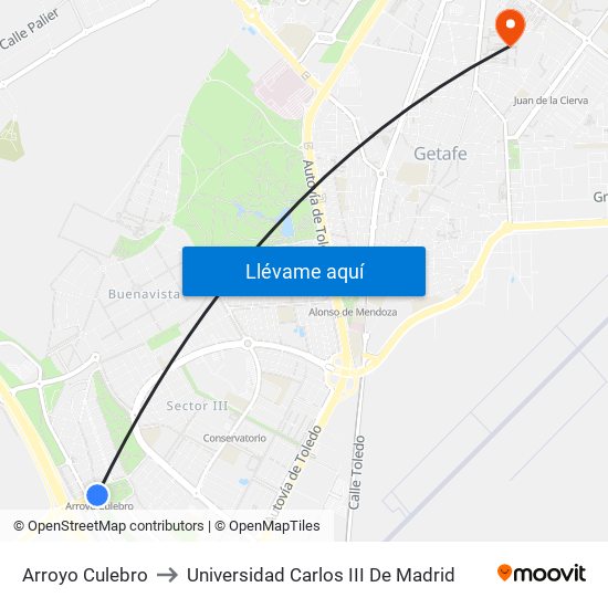 Arroyo Culebro to Universidad Carlos III De Madrid map